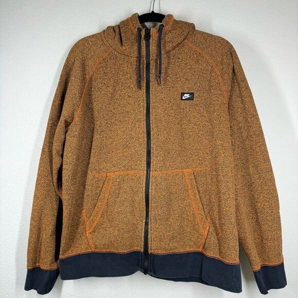 Nike French Terry Shoebox Full-Zip Hoodie Heathered Orange Mens Large 678560-891 - Picture 1 of 7